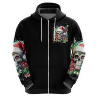 Christmas Skull Hoodie On The Naughty List I Regret Nothing - Wonder Print Shop