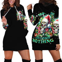 Christmas Skull Hoodie Dress On The Naughty List I Regret Nothing - Wonder Print Shop