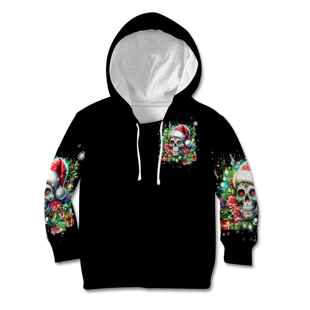 Christmas Skull Kid Hoodie On The Naughty List I Regret Nothing - Wonder Print Shop