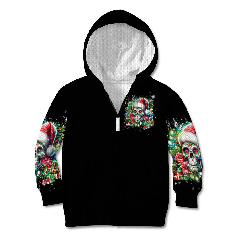 Christmas Skull Kid Hoodie On The Naughty List I Regret Nothing - Wonder Print Shop