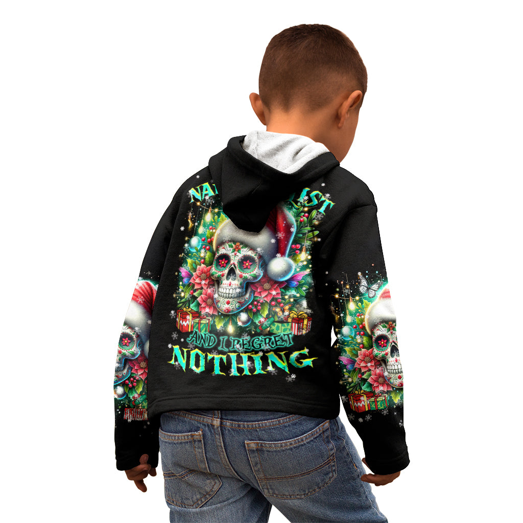 Christmas Skull Kid Hoodie On The Naughty List I Regret Nothing - Wonder Print Shop