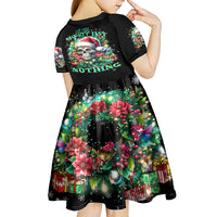 Christmas Skull Kid Short Sleeve Dress On The Naughty List I Regret Nothing - Wonder Print Shop