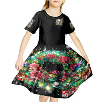 Christmas Skull Kid Short Sleeve Dress On The Naughty List I Regret Nothing - Wonder Print Shop