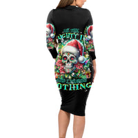 Christmas Skull Long Sleeve Bodycon Dress On The Naughty List I Regret Nothing - Wonder Print Shop