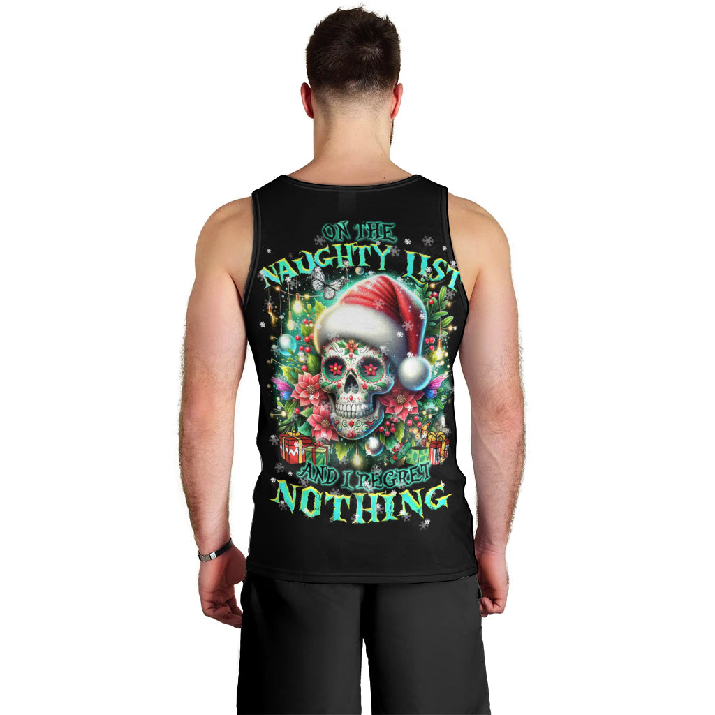 Christmas Skull Men Tank Top On The Naughty List I Regret Nothing - Wonder Print Shop