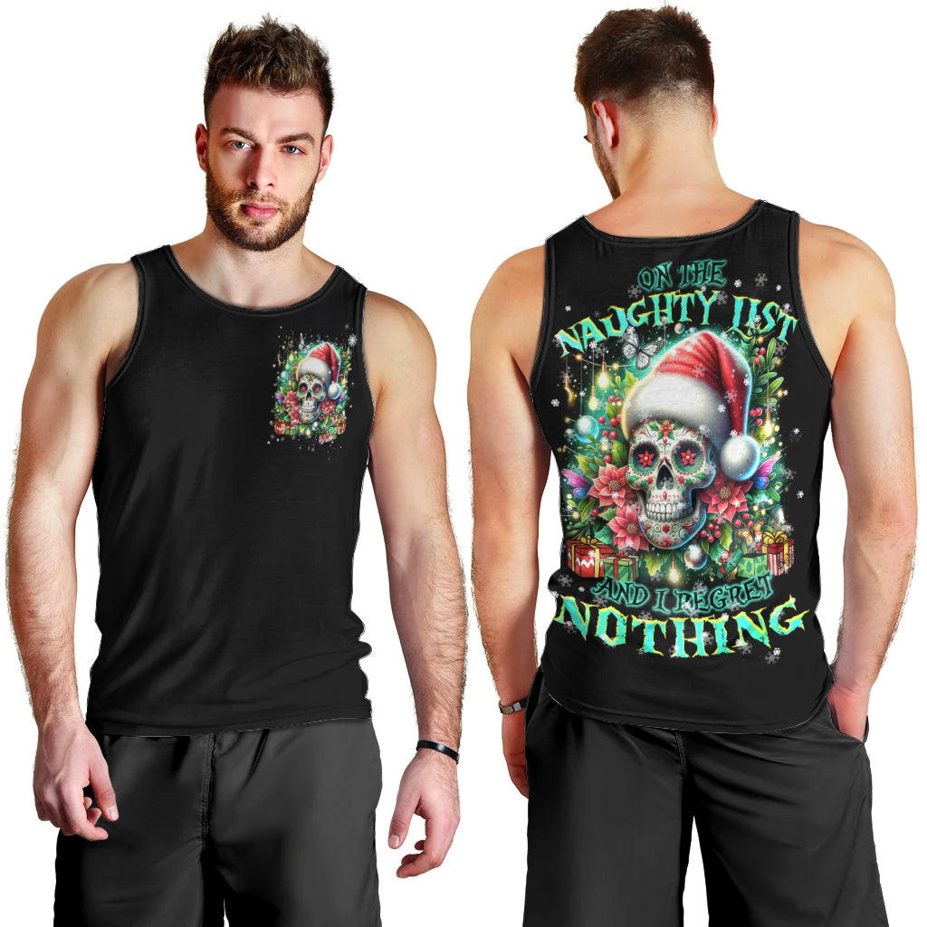 Christmas Skull Men Tank Top On The Naughty List I Regret Nothing - Wonder Print Shop