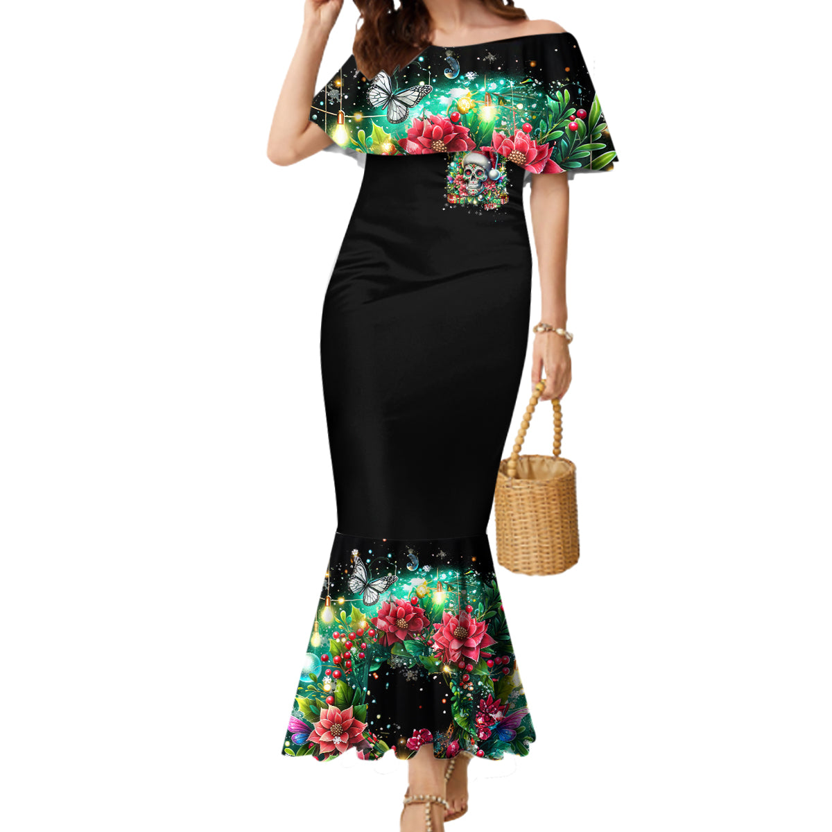 Christmas Skull Mermaid Dress On The Naughty List I Regret Nothing - Wonder Print Shop