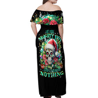 Christmas Skull Off Shoulder Maxi Dress On The Naughty List I Regret Nothing - Wonder Print Shop