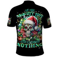 Christmas Skull Polo Shirt On The Naughty List I Regret Nothing - Wonder Print Shop