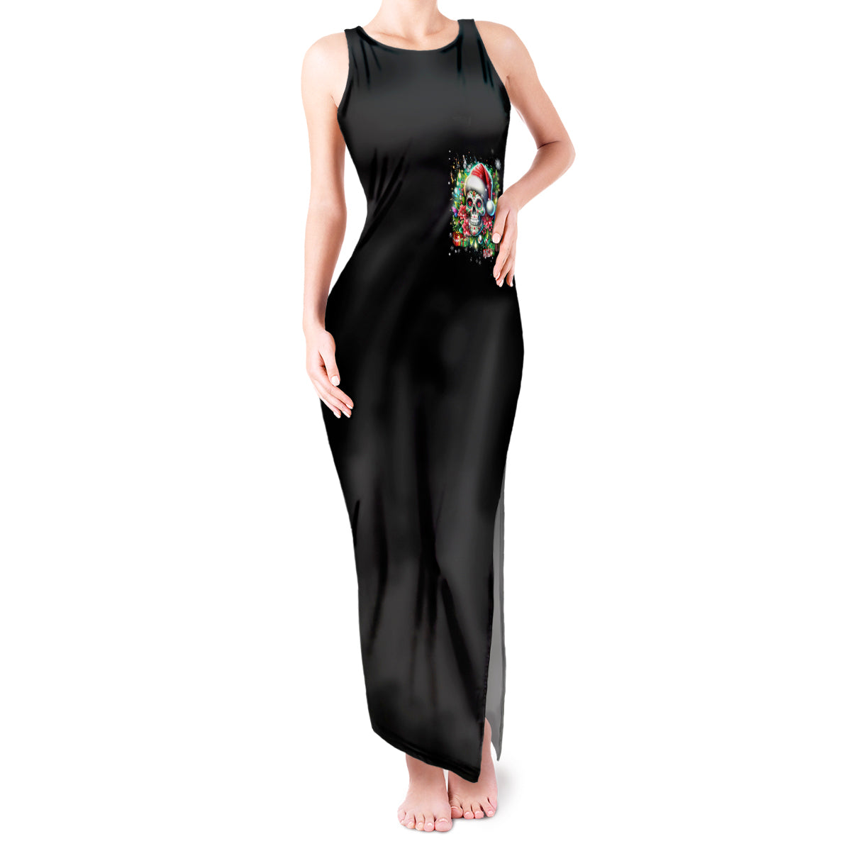 Christmas Skull Tank Maxi Dress On The Naughty List I Regret Nothing - Wonder Print Shop