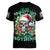 Christmas Skull Women V Neck T Shirt On The Naughty List I Regret Nothing - Wonder Print Shop