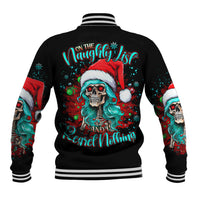 Christmas Skull Lady Baseball Jacket On The Naughty List I Regret Nothing - Wonder Print Shop