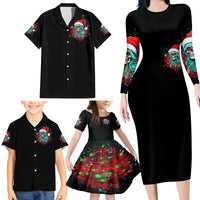 Christmas Skull Lady Family Matching Long Sleeve Bodycon Dress and Hawaiian Shirt On The Naughty List I Regret Nothing - Wonder Print Shop