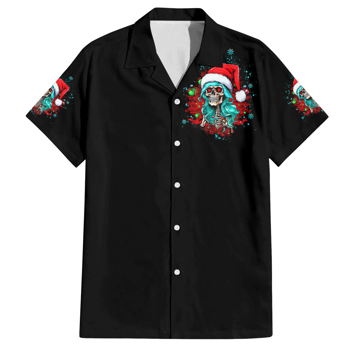 Christmas Skull Lady Family Matching Long Sleeve Bodycon Dress and Hawaiian Shirt On The Naughty List I Regret Nothing - Wonder Print Shop