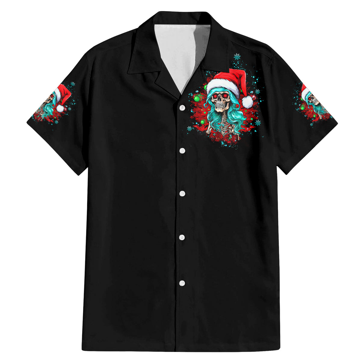 Christmas Skull Lady Family Matching Mermaid Dress and Hawaiian Shirt On The Naughty List I Regret Nothing - Wonder Print Shop