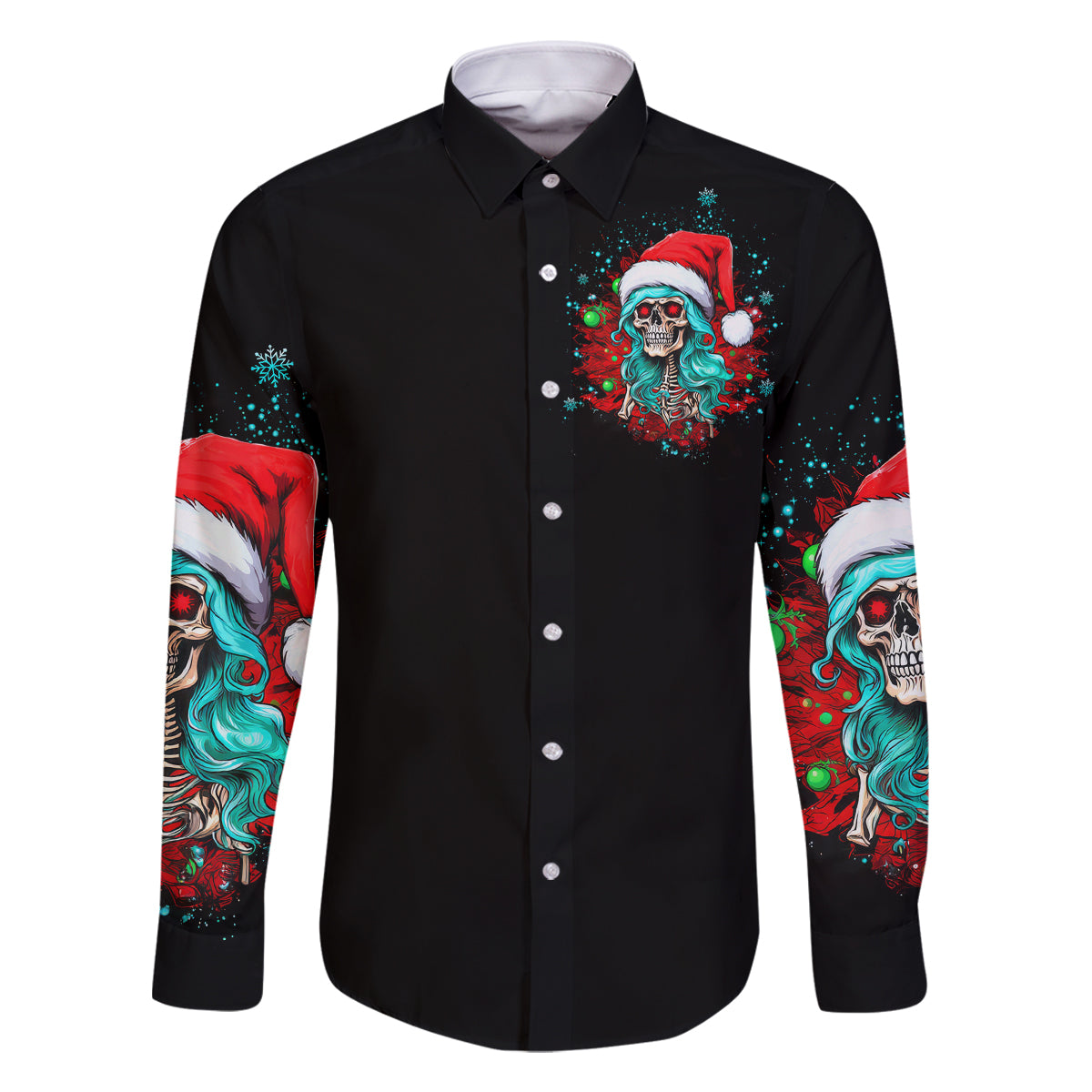 Christmas Skull Lady Family Matching Off Shoulder Maxi Dress and Hawaiian Shirt On The Naughty List I Regret Nothing - Wonder Print Shop