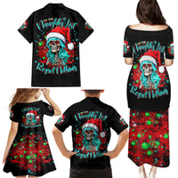 Christmas Skull Lady Family Matching Puletasi Dress and Hawaiian Shirt On The Naughty List I Regret Nothing - Wonder Print Shop