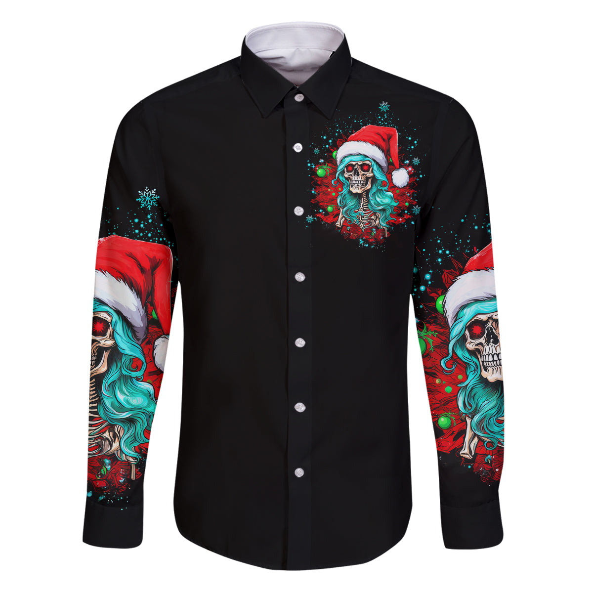 Christmas Skull Lady Family Matching Puletasi Dress and Hawaiian Shirt On The Naughty List I Regret Nothing - Wonder Print Shop