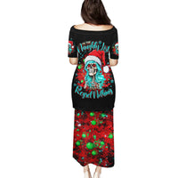 Christmas Skull Lady Family Matching Puletasi Dress and Hawaiian Shirt On The Naughty List I Regret Nothing - Wonder Print Shop