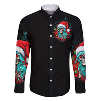 Christmas Skull Lady Family Matching Short Sleeve Bodycon Dress and Hawaiian Shirt On The Naughty List I Regret Nothing - Wonder Print Shop