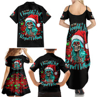 Christmas Skull Lady Family Matching Summer Maxi Dress and Hawaiian Shirt On The Naughty List I Regret Nothing - Wonder Print Shop