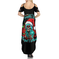 Christmas Skull Lady Family Matching Summer Maxi Dress and Hawaiian Shirt On The Naughty List I Regret Nothing - Wonder Print Shop