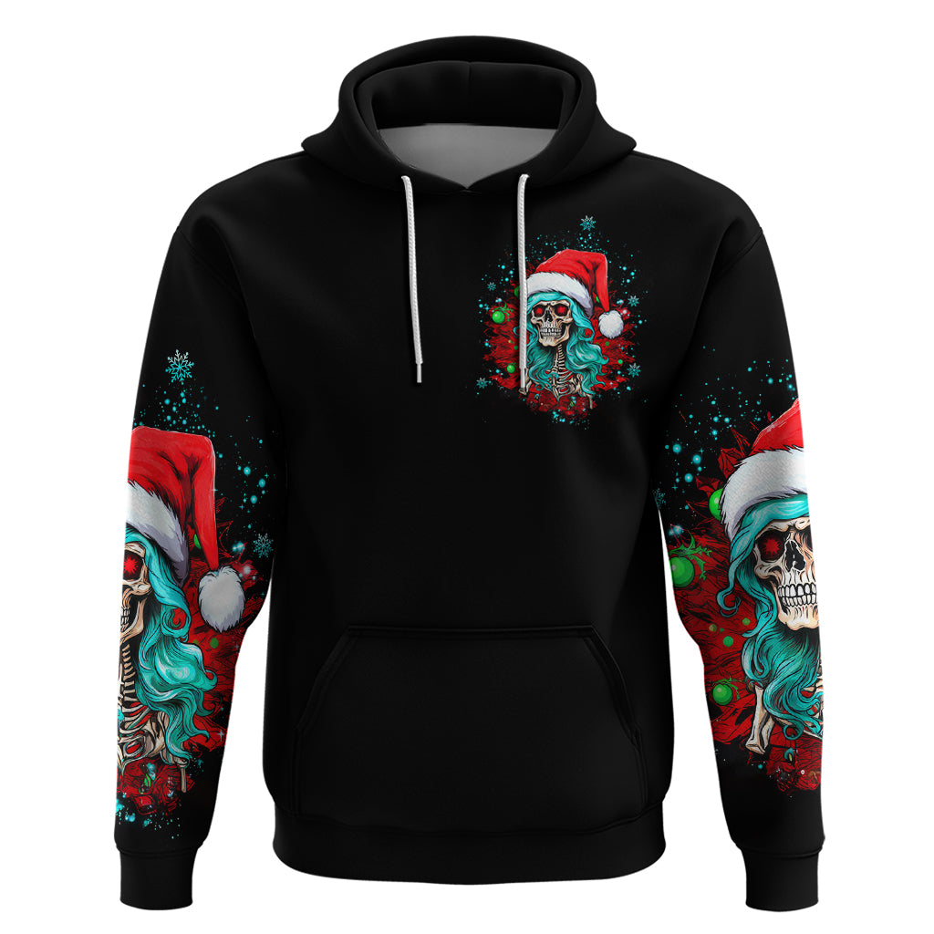 Christmas Skull Lady Hoodie On The Naughty List I Regret Nothing - Wonder Print Shop