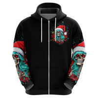 Christmas Skull Lady Hoodie On The Naughty List I Regret Nothing - Wonder Print Shop