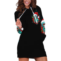 Christmas Skull Lady Hoodie Dress On The Naughty List I Regret Nothing - Wonder Print Shop