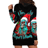 Christmas Skull Lady Hoodie Dress On The Naughty List I Regret Nothing - Wonder Print Shop
