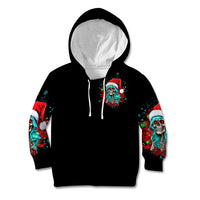 Christmas Skull Lady Kid Hoodie On The Naughty List I Regret Nothing - Wonder Print Shop