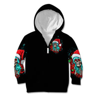 Christmas Skull Lady Kid Hoodie On The Naughty List I Regret Nothing - Wonder Print Shop