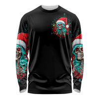 Christmas Skull Lady Long Sleeve Shirt On The Naughty List I Regret Nothing - Wonder Print Shop