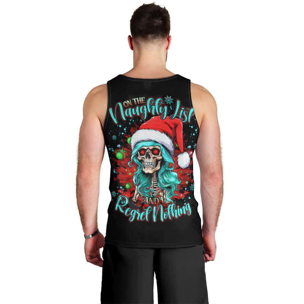Christmas Skull Lady Men Tank Top On The Naughty List I Regret Nothing - Wonder Print Shop