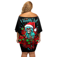 Christmas Skull Lady Off Shoulder Short Dress On The Naughty List I Regret Nothing - Wonder Print Shop