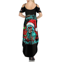 Christmas Skull Lady Summer Maxi Dress On The Naughty List I Regret Nothing - Wonder Print Shop