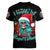 Christmas Skull Lady Women V Neck T Shirt On The Naughty List I Regret Nothing - Wonder Print Shop