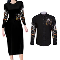 Demon Skull Couples Matching Long Sleeve Bodycon Dress and Long Sleeve Button Shirt One Day I Gonna Say Fuck It All - Wonder Print Shop