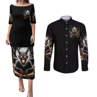 Demon Skull Couples Matching Puletasi Dress and Long Sleeve Button Shirt One Day I Gonna Say Fuck It All - Wonder Print Shop