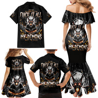 Demon Skull Family Matching Mermaid Dress and Hawaiian Shirt One Day I Gonna Say Fuck It All - Wonder Print Shop