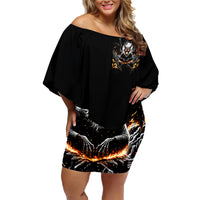 Demon Skull Family Matching Off Shoulder Short Dress and Hawaiian Shirt One Day I Gonna Say Fuck It All - Wonder Print Shop