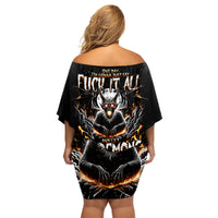 Demon Skull Family Matching Off Shoulder Short Dress and Hawaiian Shirt One Day I Gonna Say Fuck It All - Wonder Print Shop