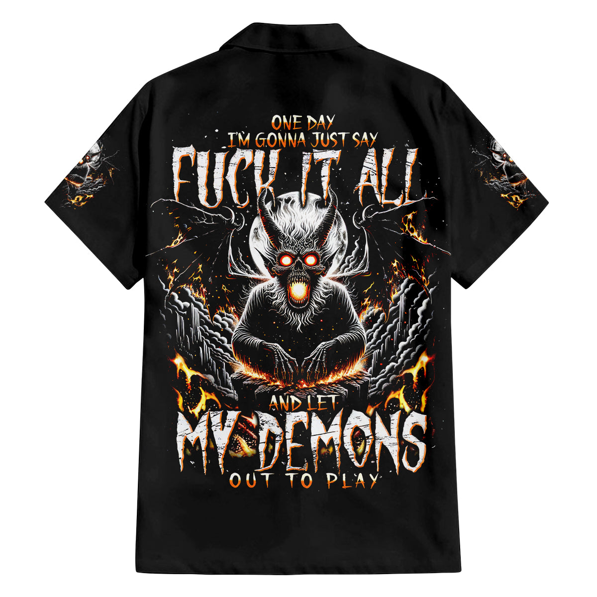 Demon Skull Family Matching Tank Maxi Dress and Hawaiian Shirt One Day I Gonna Say Fuck It All - Wonder Print Shop