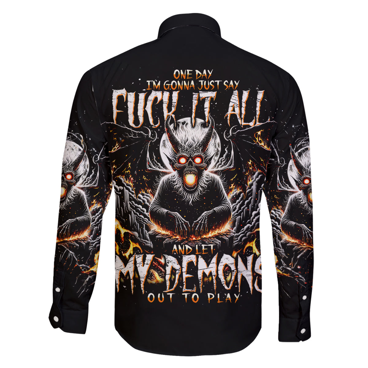 Demon Skull Family Matching Tank Maxi Dress and Hawaiian Shirt One Day I Gonna Say Fuck It All - Wonder Print Shop