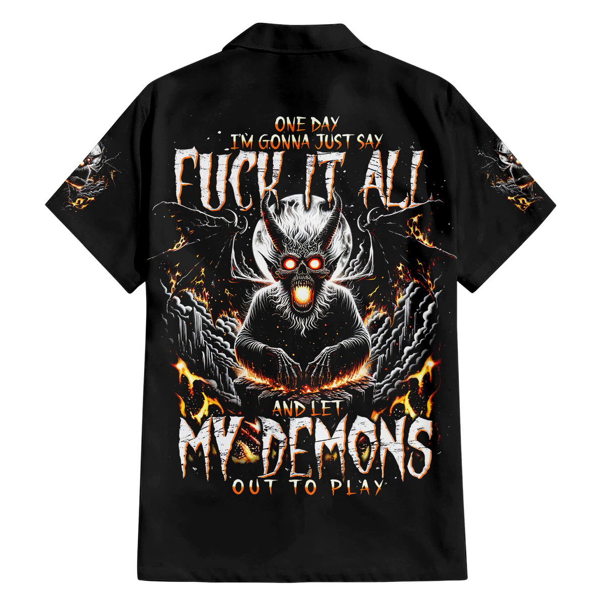 Demon Skull Hawaiian Shirt One Day I Gonna Say Fuck It All - Wonder Print Shop