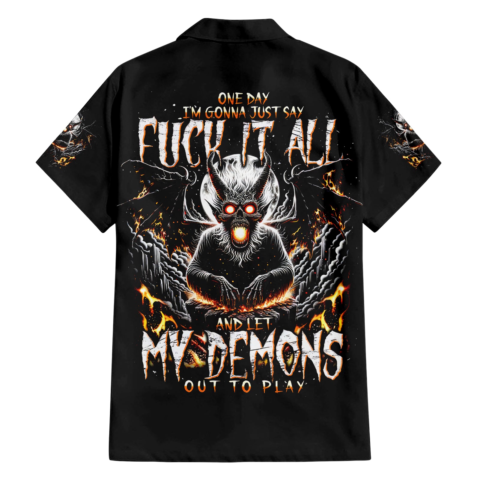 Demon Skull Hawaiian Shirt One Day I Gonna Say Fuck It All - Wonder Print Shop