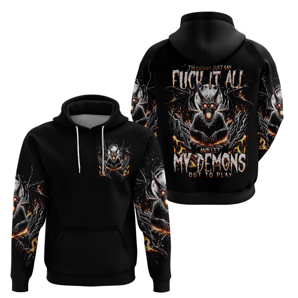 Demon Skull Hoodie One Day I Gonna Say Fuck It All - Wonder Print Shop