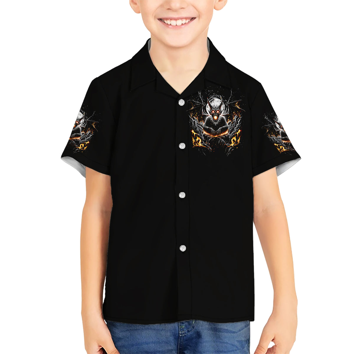 Demon Skull Kid Hawaiian Shirt One Day I Gonna Say Fuck It All - Wonder Print Shop