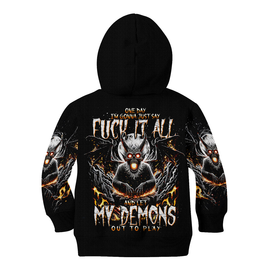 Demon Skull Kid Hoodie One Day I Gonna Say Fuck It All - Wonder Print Shop
