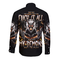 Demon Skull Long Sleeve Button Shirt One Day I Gonna Say Fuck It All - Wonder Print Shop